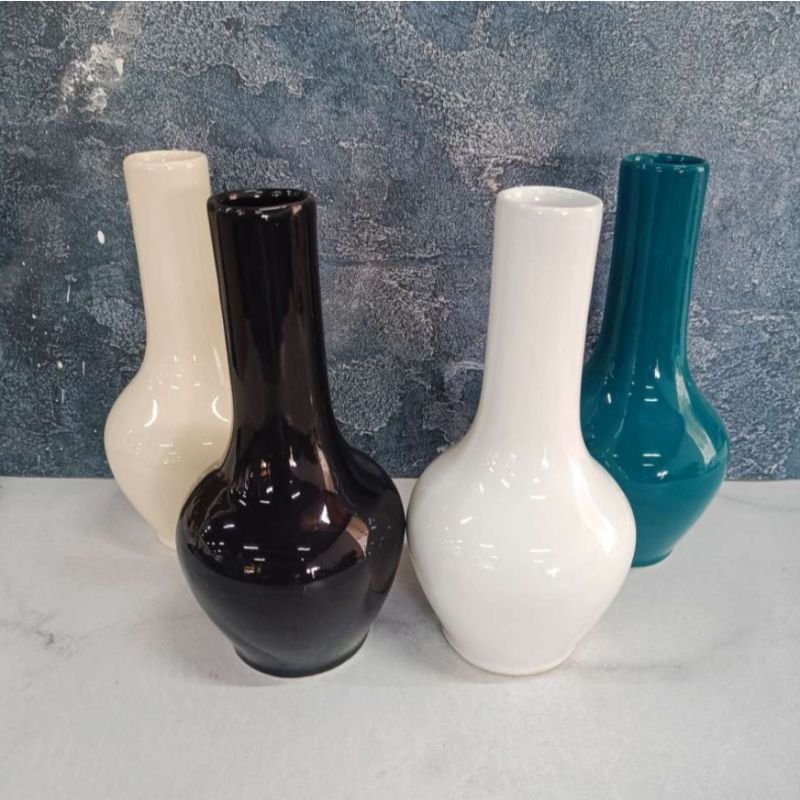 Multicolor Round Khurja Ceramic Decor Flower Vase - ST8217