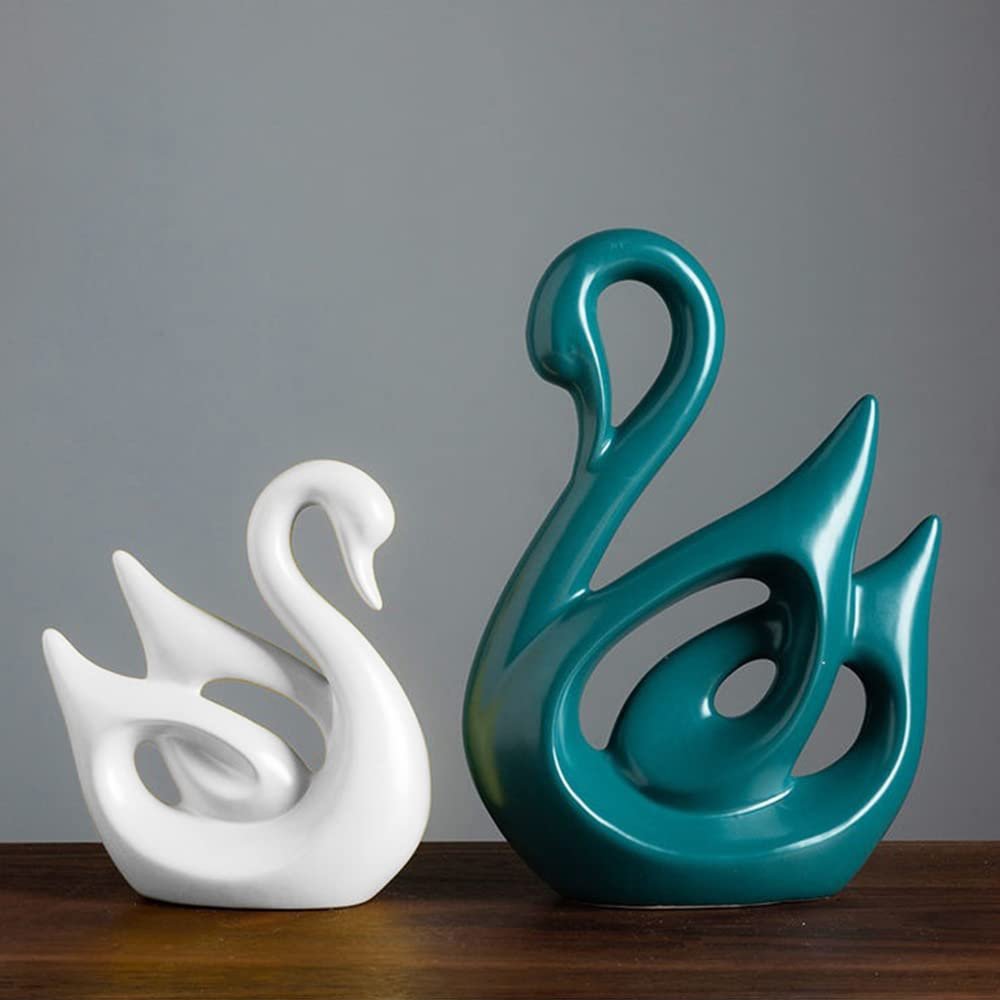 DPAARA Decorations Ceramic Swan Figurine Set of 2 - ST8252