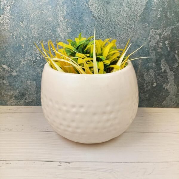 Khurja Pottery Dotted Round Ceramic Planters-DRH1006