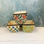 KHURJA POTTERY Multicolor Square Ceramic Pots-DRH1013