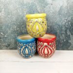 Khurja Pottery Mughal Painting Ceramic Pots-DRH1020