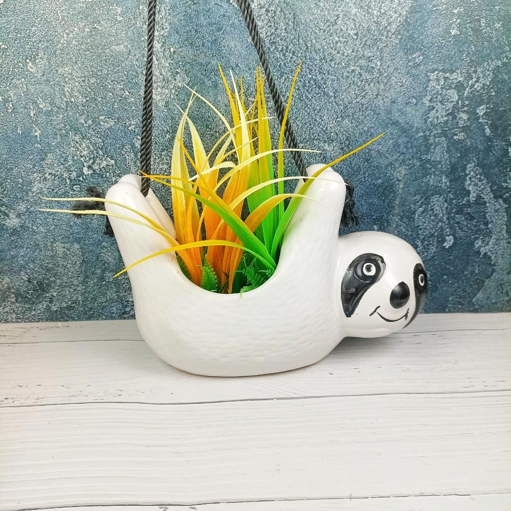 DPAARA Hanging Panda Ceramic Planters Pot-DRH1035
