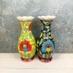 Khurja Pottery Mughal Painting Ceramic Flower Vase-DRH1060
