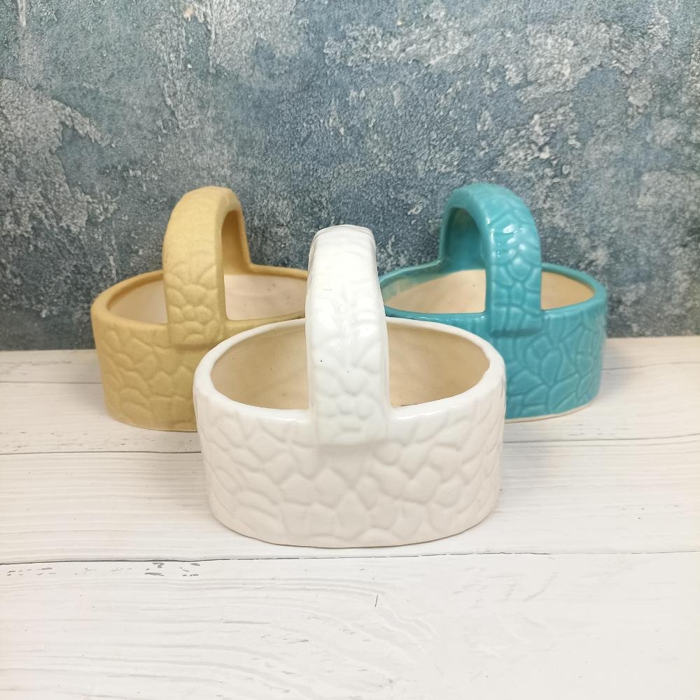 New Design Basket Shape Ceramic Planter Pots-DRH1068