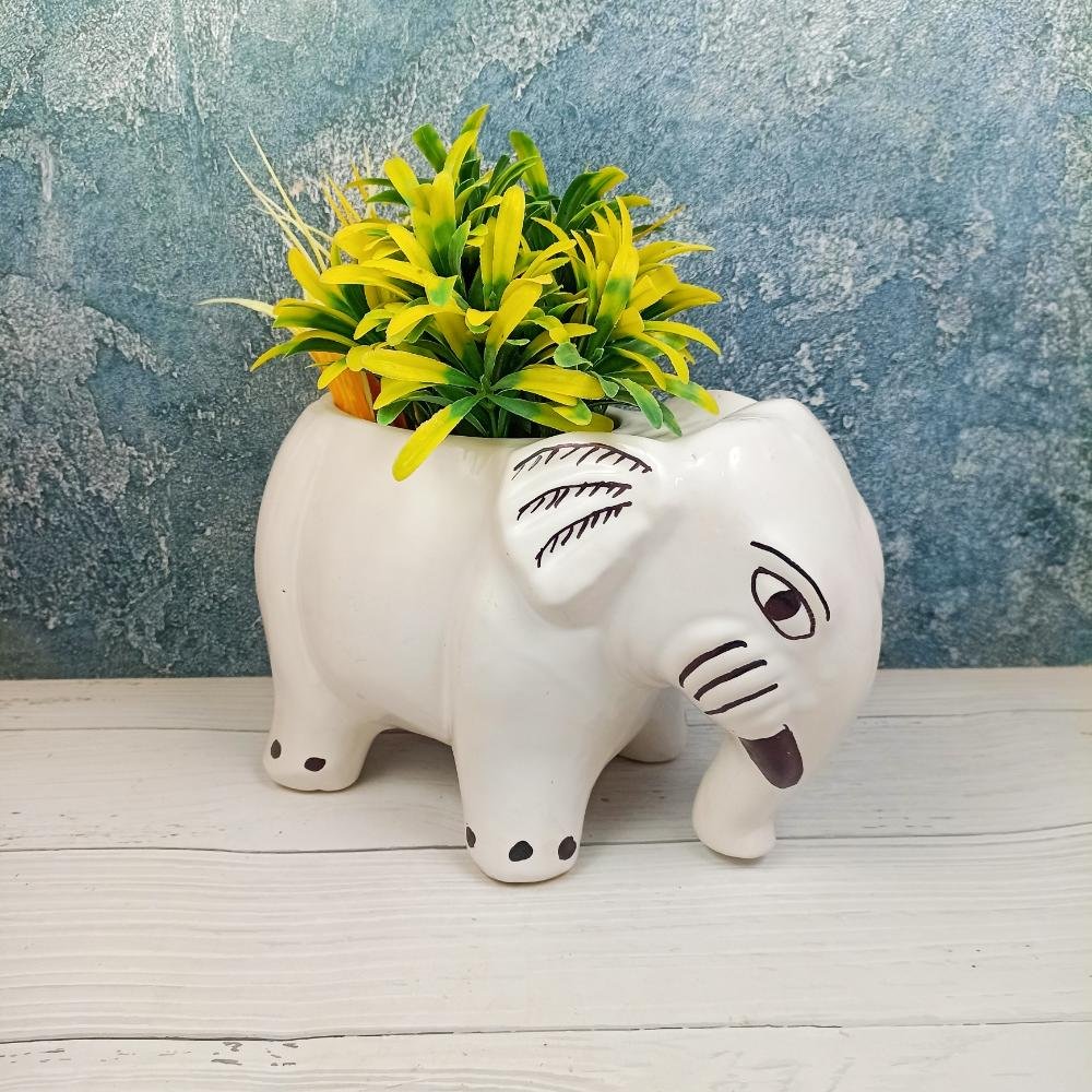 Buy Khurja Pottery Elephant Design Ceramic Pots-DRH1080