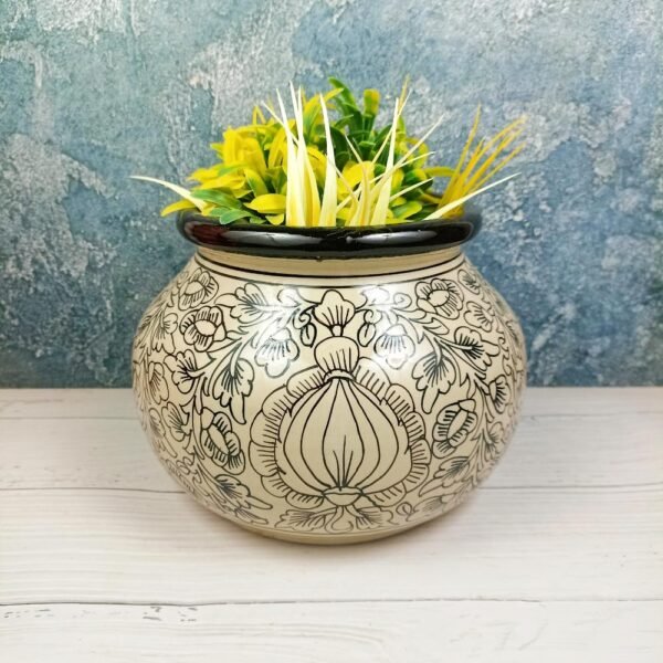 Handpainted Matki Shape Ceramic Planters Pot-DRH1084