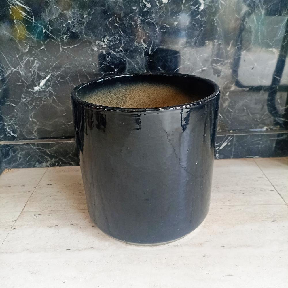DPAARA Black Pipe Shape Large Ceramic Pot - DRH1112