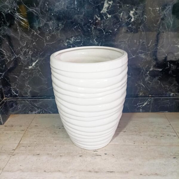 Khurja Pottery White Outdoor Ceramic Planters Pot-DRH1117