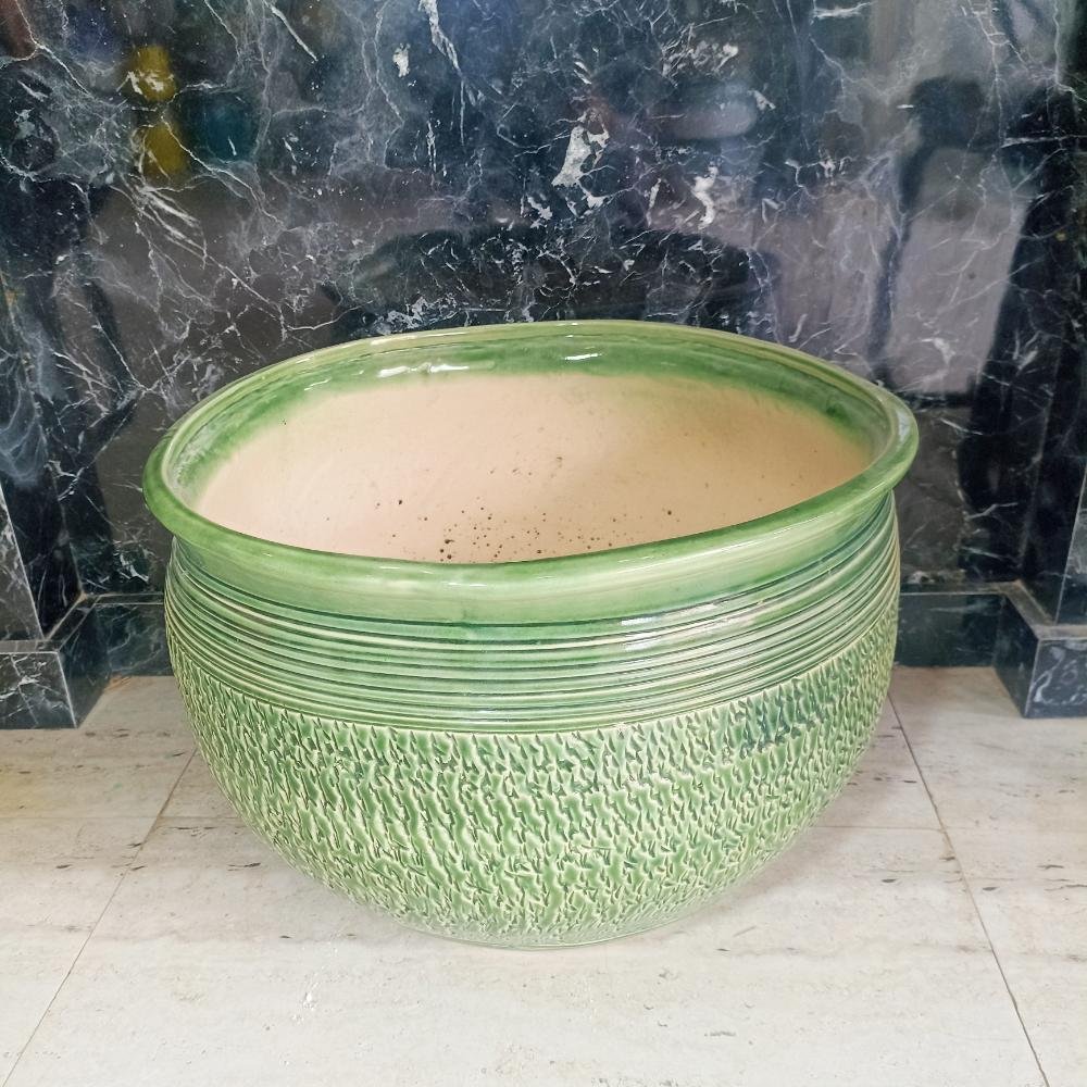 Large Outdoor Kinari Design Round Ceramic Pots - DRH1121
