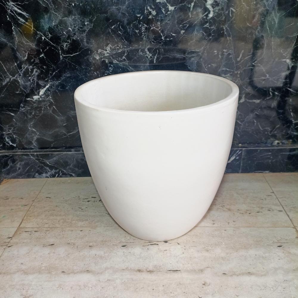 Khurja Pottery White Outdoor Ceramic Planters Pot - DRH1141