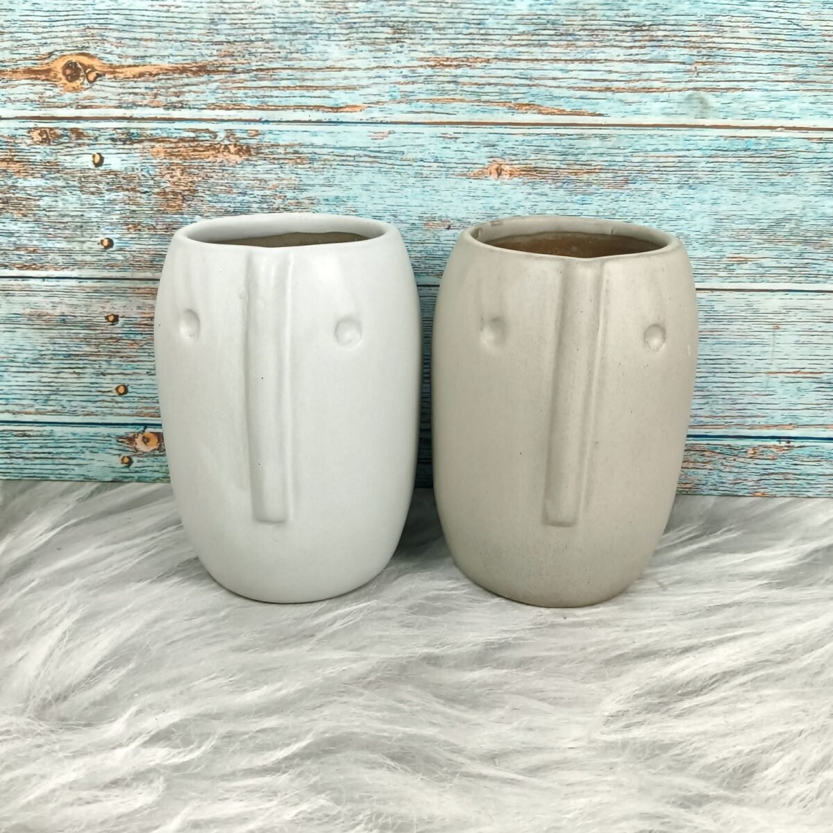 DPAARA Handmade Face Shape Ceramic Flower Vase-DP4304