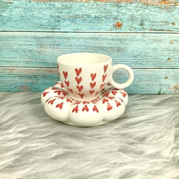 DPAARA Heart Design Handmade Cup and Saucer-DP4329