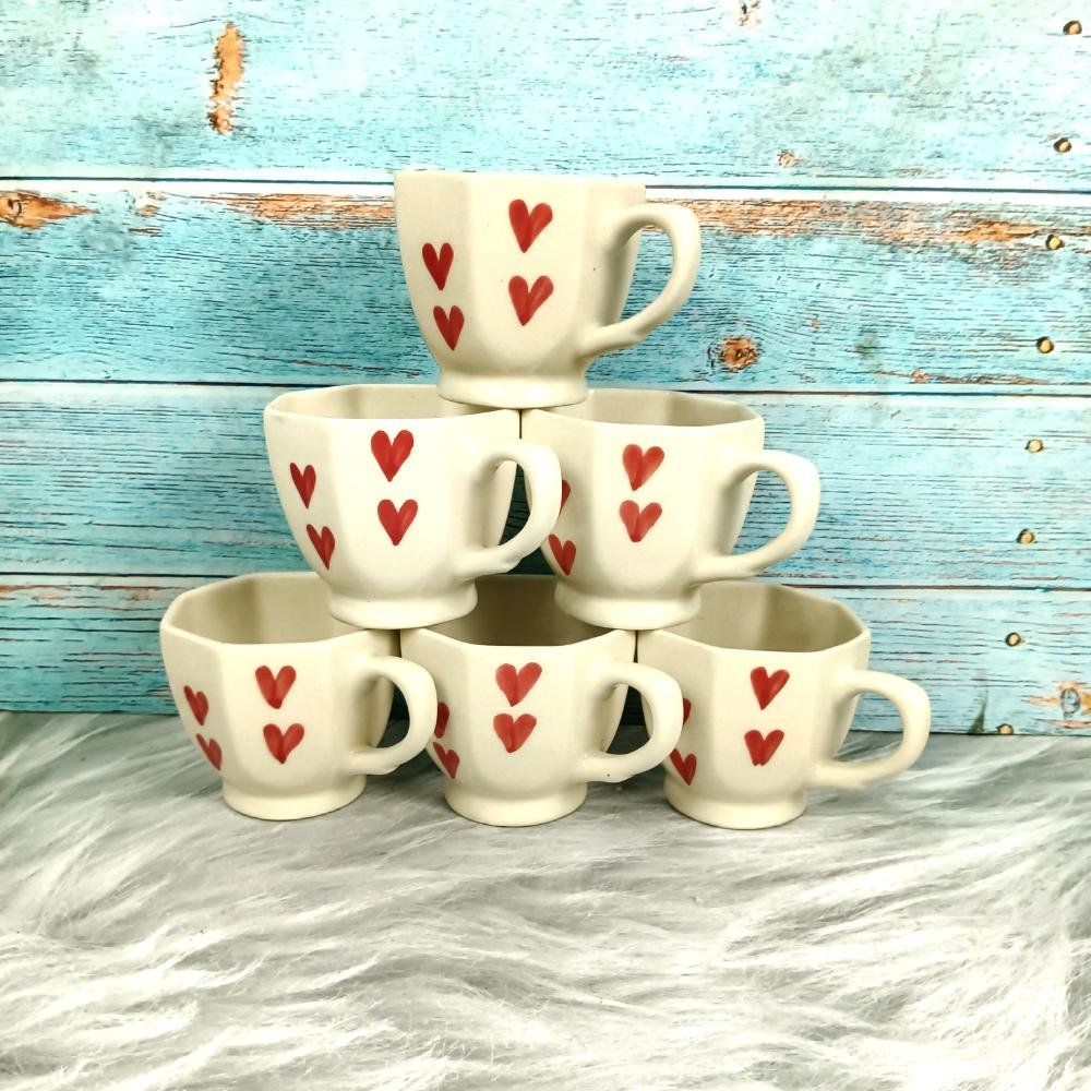 DPAARA Heart Design Hanmade Ceramic Cups-DP4336