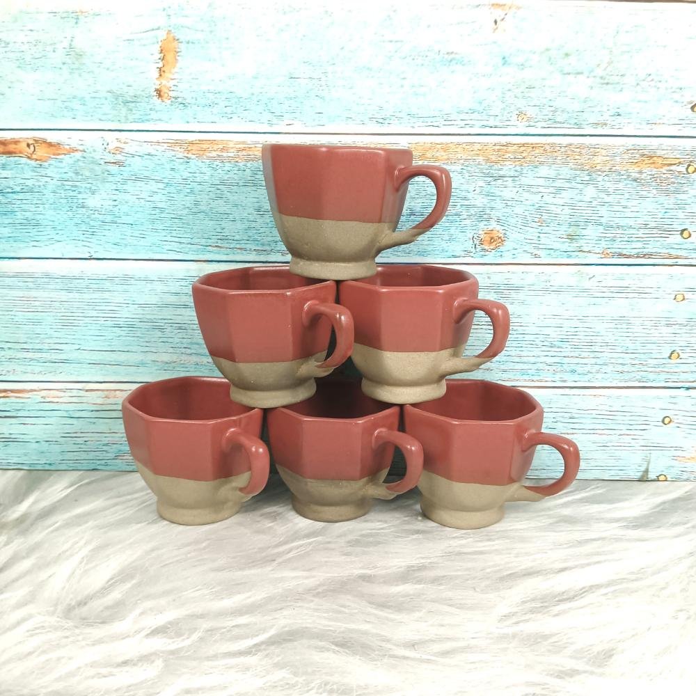 DPAARA Dual Tone Khurja Pottery Ceramic Cups-DP4349