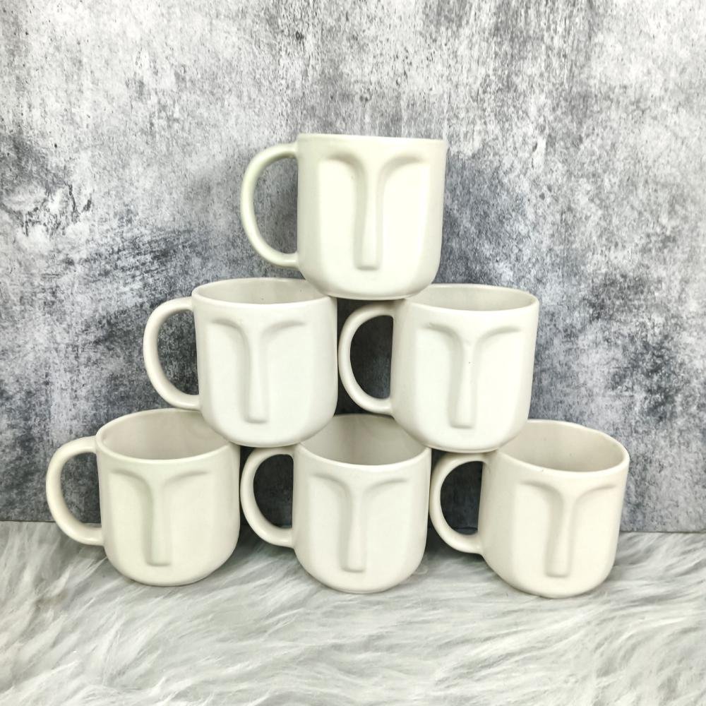 DPAARA White Face Design Handmade Ceramic Mugs-DP4351