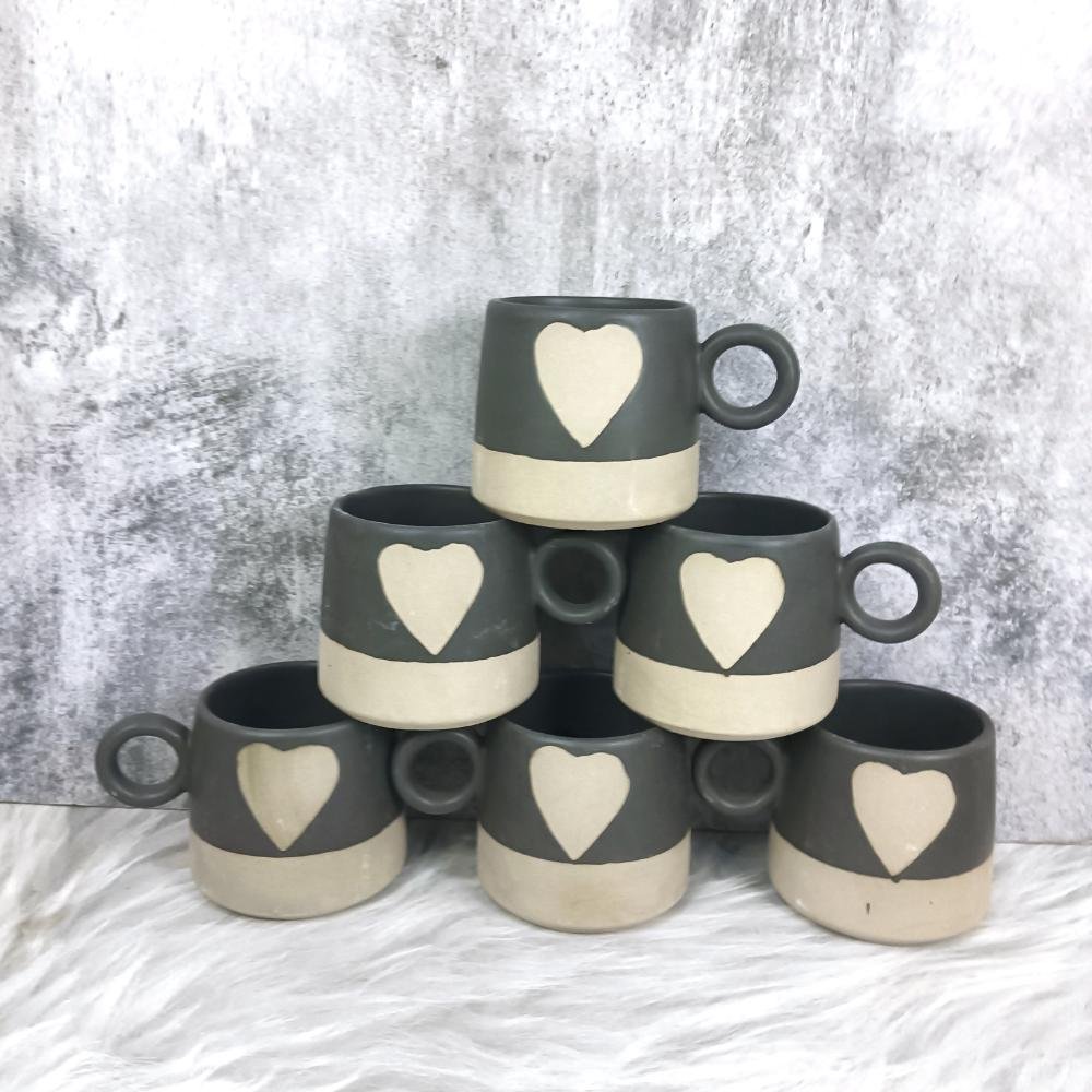 DPAARA Handmade Heart DEsign Ceramic Cups-DP4352