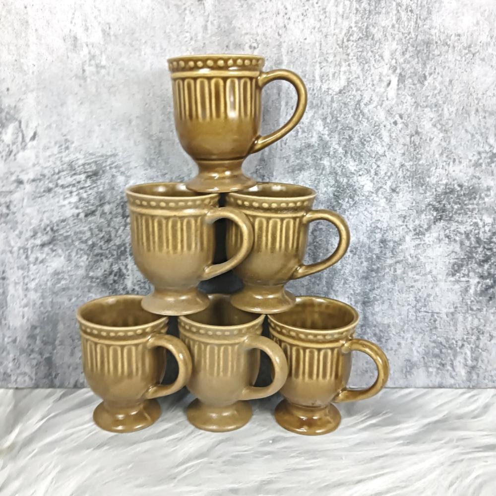 DPAARA Glossy FInish Brown Ceramic Cups-DP4365