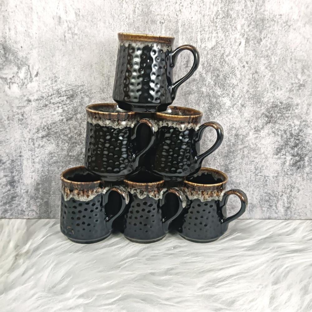 DPAARA Glossy Black Drinkware Ceramic Cups-DP4370