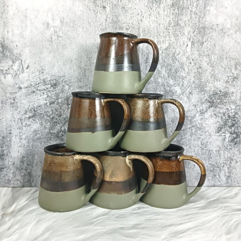 DPAARA Multi Glaze Khurja Pottery Ceramic Mugs-DP4371
