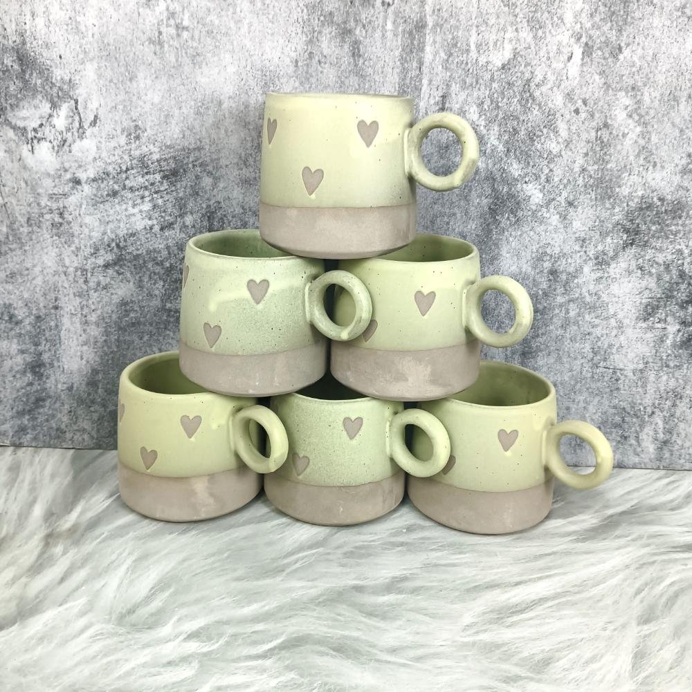 DPAARA Handmade Heart Printed Ceramic Cups-dp4383