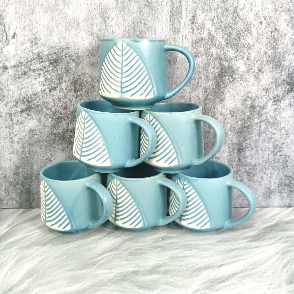 DPAARA Handmade Leaf Design Ceramic Cup-DP4398