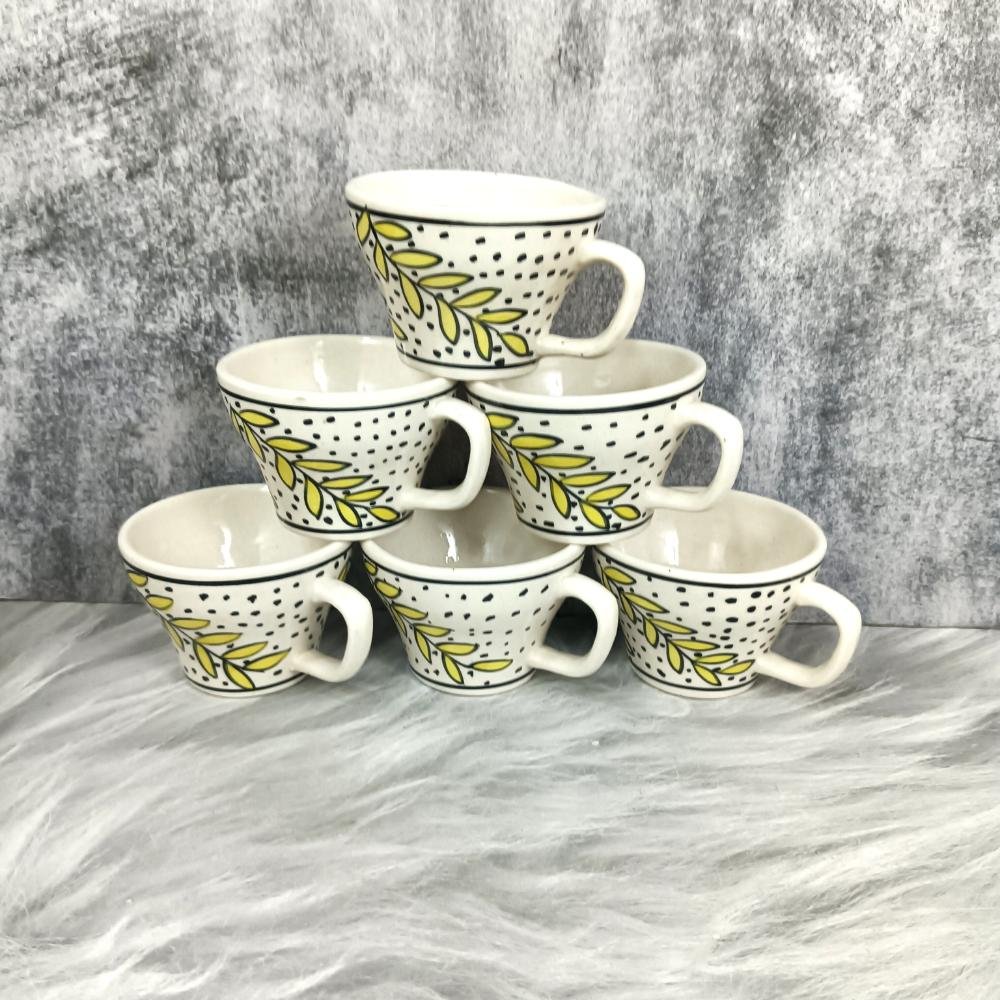 DPAARA Leaf Pattern Khurja Pottery Ceramic Cups - DP4413