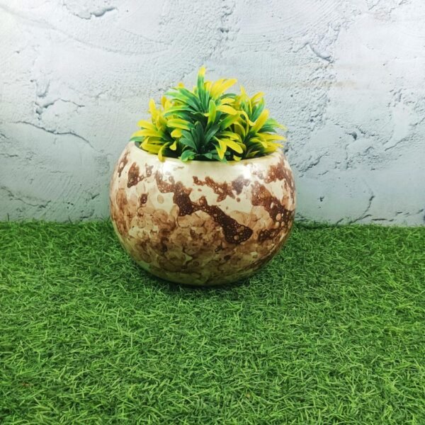 Khurja Ceramic Marble Design Round Ceramic Pot - SK3523