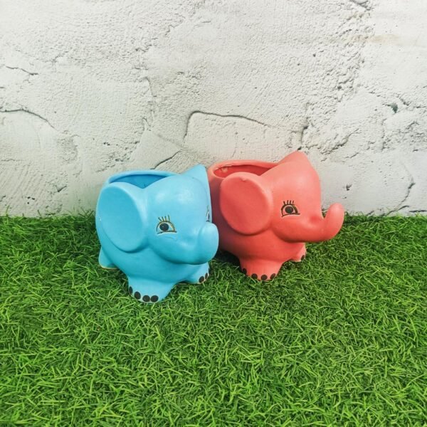 DPAARA Matt Finish Small Ceramic Elephant Pots - SK3543