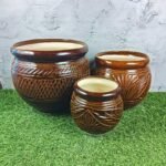 DPAARA Glossy Finish Ceramic Ganda Set of 3pc - SK3550
