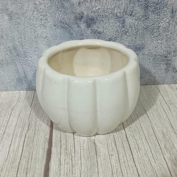 White Ball Shape Ceramic Indoor Planters-aa6011