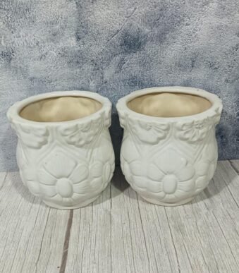 Leaf Design White Indoor Ceramic Planters Pot-aa6012