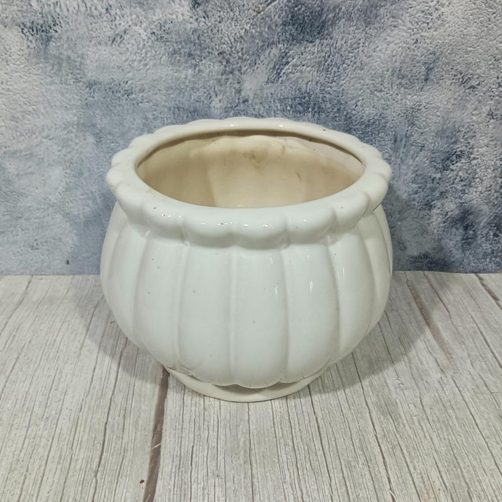 White Khurja Pottery Ceramic Indoor Planters Pot-AA6013