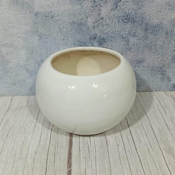 Table Top White Ball Shape Ceramic Planters Pot-AA6008