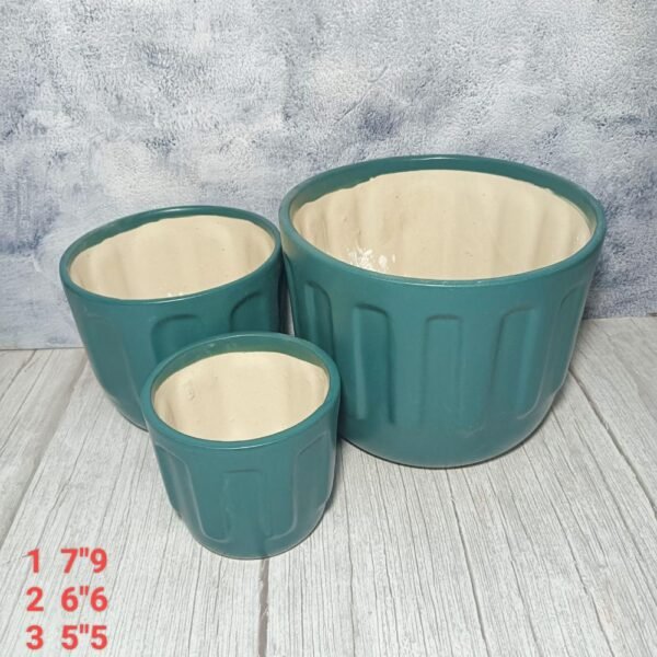 Liner Pattern Ceramic Planters Pot Set of 2-aa6020