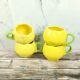 Whimsical Yellow Leaf Print Ceramic Cups-CC1072