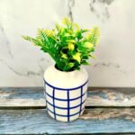 Square Design Khurja Ceramic Flower Vase-CC1524