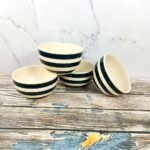 Black Strip Khurja Pottery Ceramic Bowls-CC1609