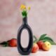 Khurja Pottery Black Ceramic FLower Vase-AJ1035
