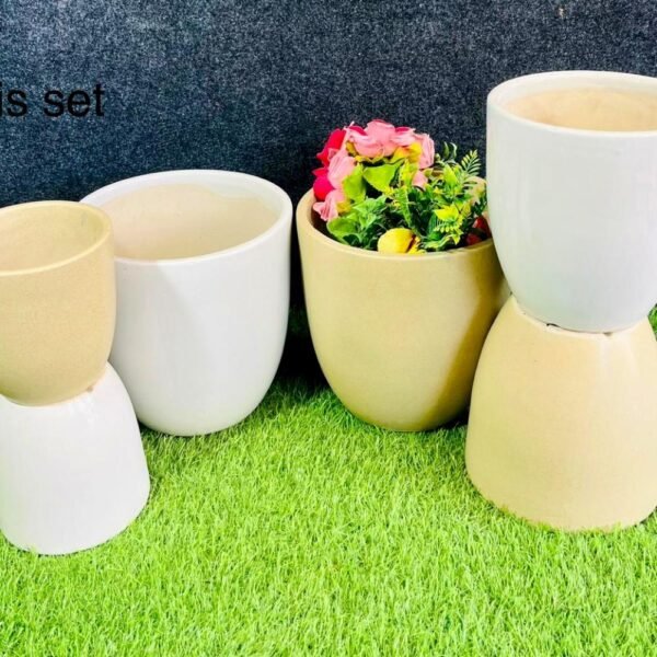 Vintage Design Khurja Ceramic Planters Pot Set of 3-RH1227