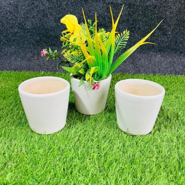 White Glass Shape TableTop Ceramic Planters Pot-RH1235