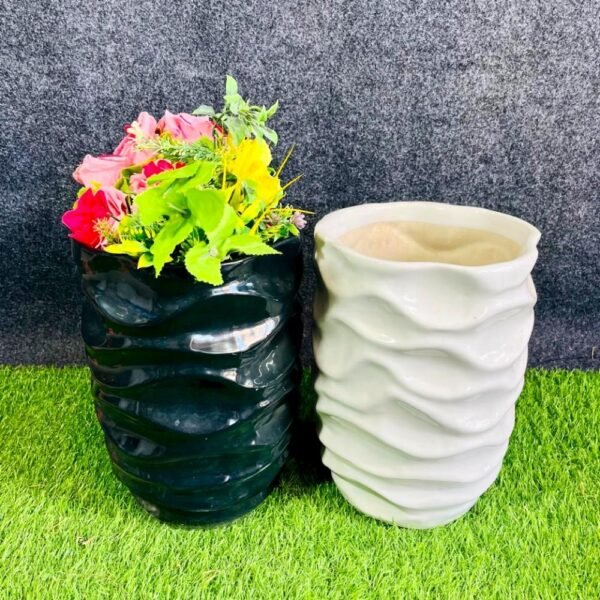 Wave Pattern Outdoor Khurja Ceramic Planters Pot-RH1236