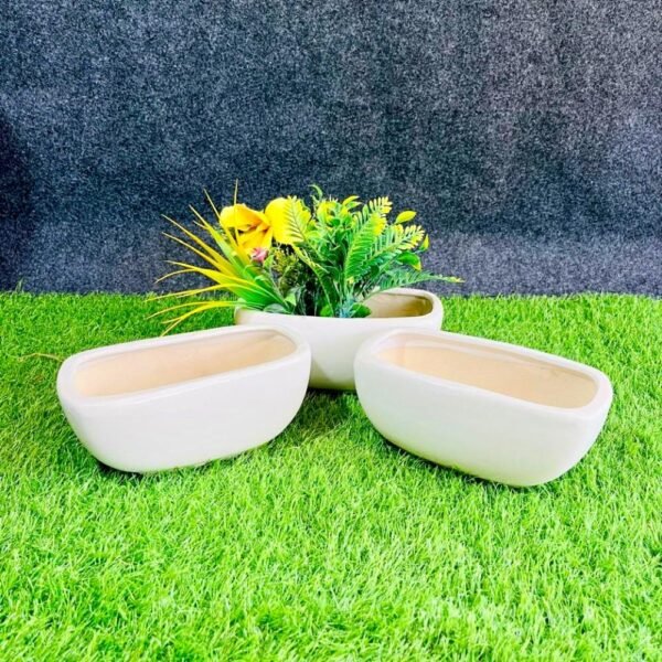 DPAARA Elegant White Bonsai Ceramic Pots-RH1242