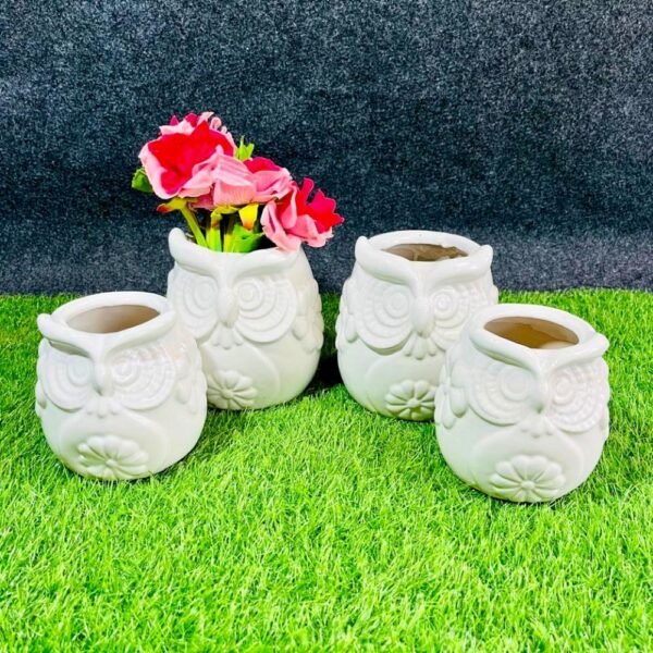 DPAARA Elegant White Elephant Ceramic Pot Set of 2-RH1245