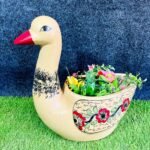 Khurja Pottery Indoor Duck Shape Ceramic Pots-RH1252