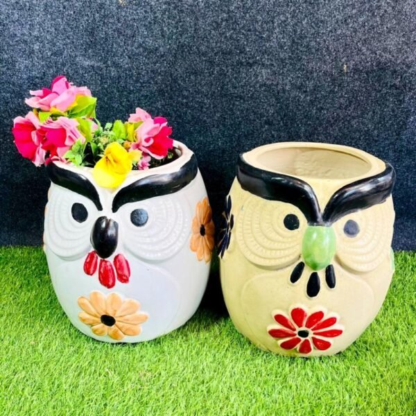 Handcrafted Owl Shape Indoor Ceramic Planters Pot-RH1253