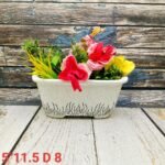 Leaf Design Khurja Ceramic Bonsai Pots-AA7092