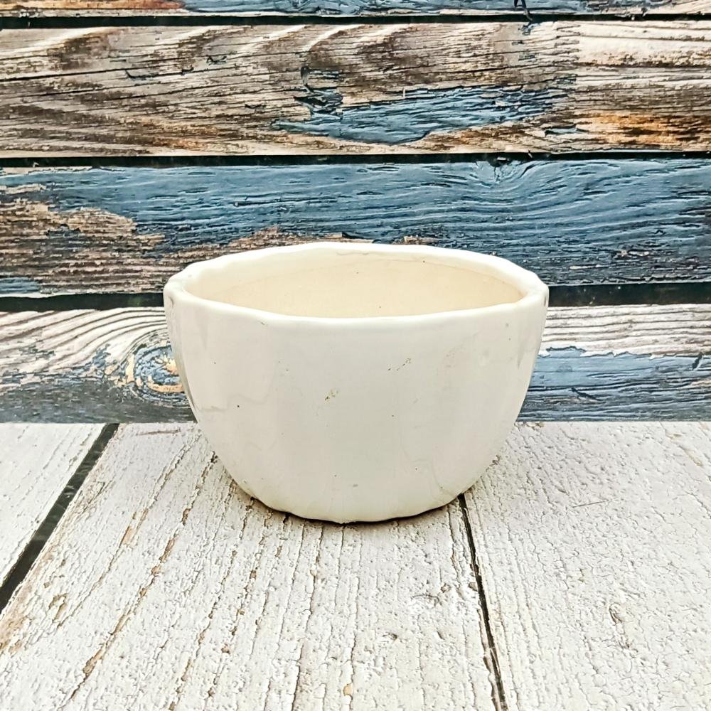 AA7137 (2) White Bowl Shape Ceramic Planters Pot - Image 1