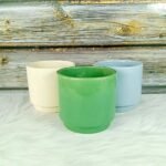 Multicolor Khurja Ceramic Planters With Plate - Image 2