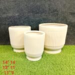 Line Pattern Khurja Ceramic Planters Set of 3-ST8572
