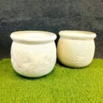 Vintage Painting Khurja Ceramic Dabbu Pots-ST8576